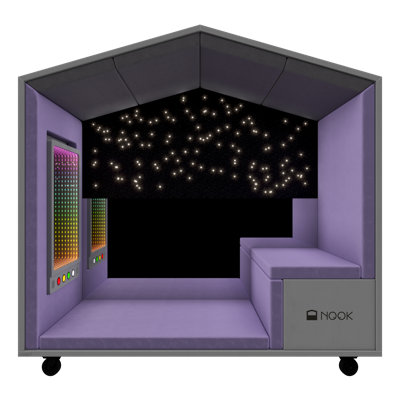NOOK Interactive Sensory Pod 76 For Active Stimulation With Bench, Fibre Optic Carpet, Wireless Controller, Interactive Wall Panel, Mirror Panel, Seats 1-2, Office, Home, Classroom 78W X 77H X 30.3D
