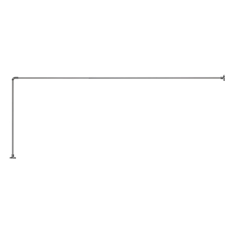 Adjustable Silver L-Shaped Aluminium Shower Curtain Rod