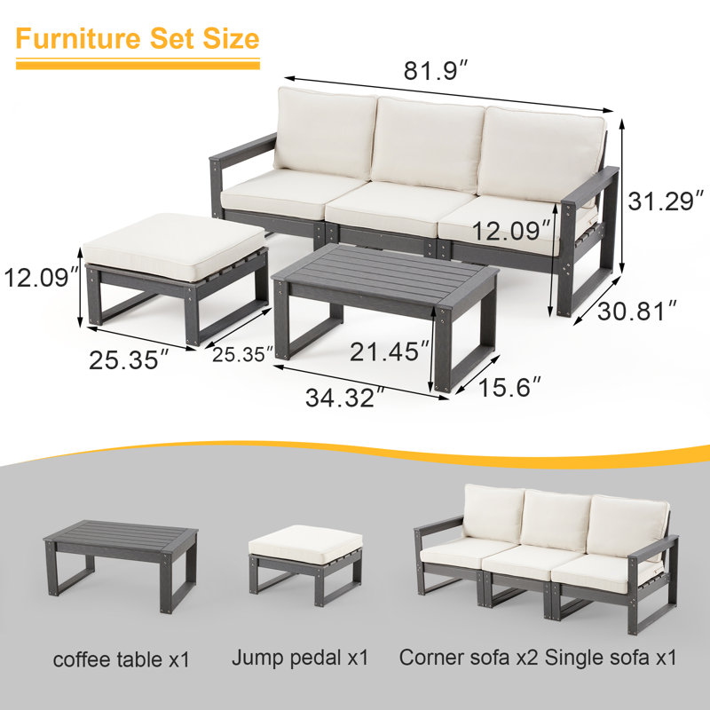 High-Density Polyethylene (HDPE) 4 - Person Seating Group with Cushions