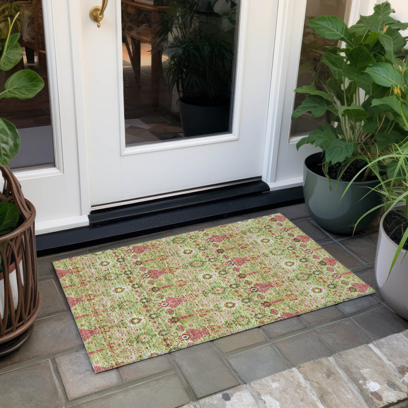 Machine Washable Indoor/Outdoor Gursevak ACN2251 Global Rug, Rectangle 1'8" x 2'6"