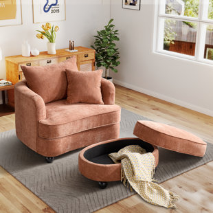 Fauteuil d'appoint surdimensionné Aukfa avec repose-pieds avec rangement 2 en 1