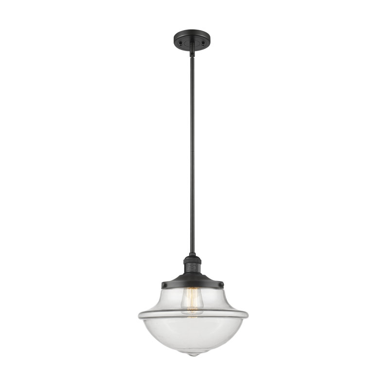 Luminaire suspendu simple à 1 lumière Blown, Nickel satiné brossé, Transparent