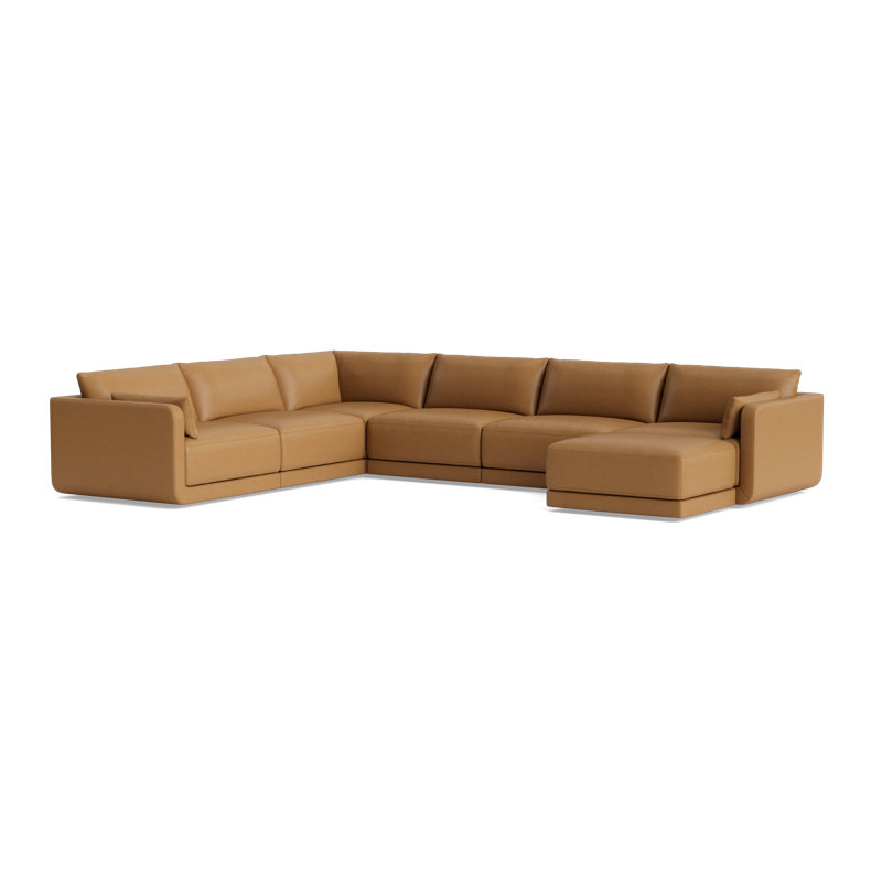 Eva Leather Modular Sectional, Leather - Butterscotch