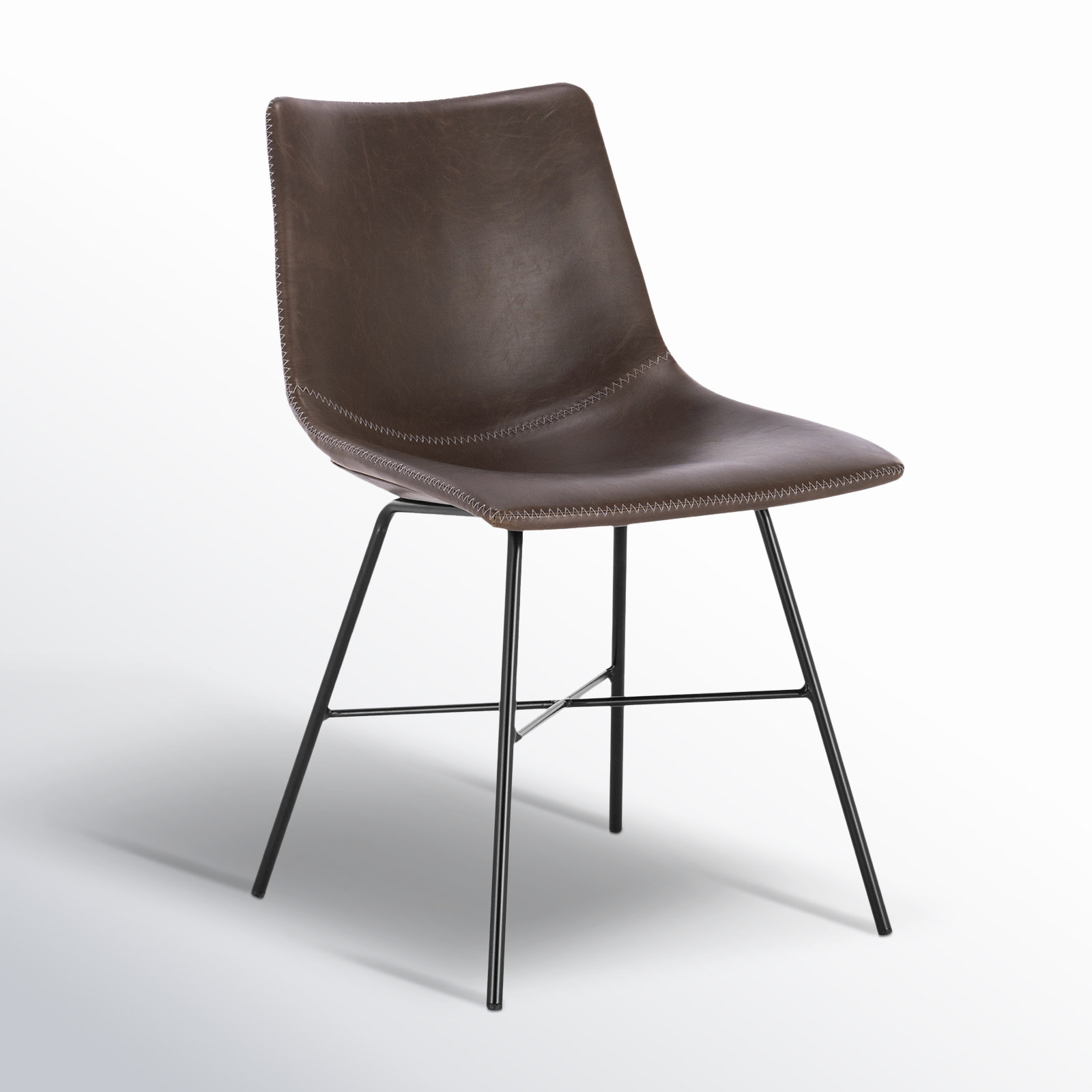 Bela Genuine Leather Side Chair, Brown Faux Leather
