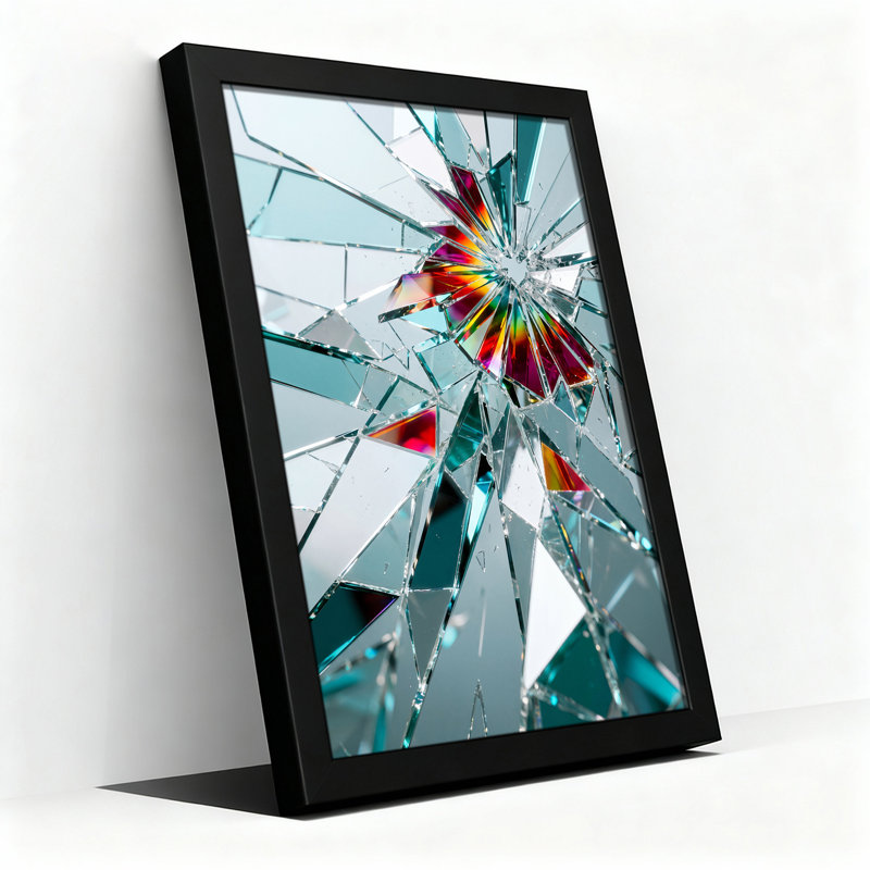 Art mural sur toile coloré en verre brisé, H 24 po x l 16 po