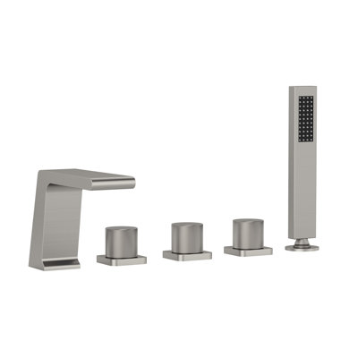 3 Handle Deck Mount Roman Tub Faucet with Diverter & Handheld Shower