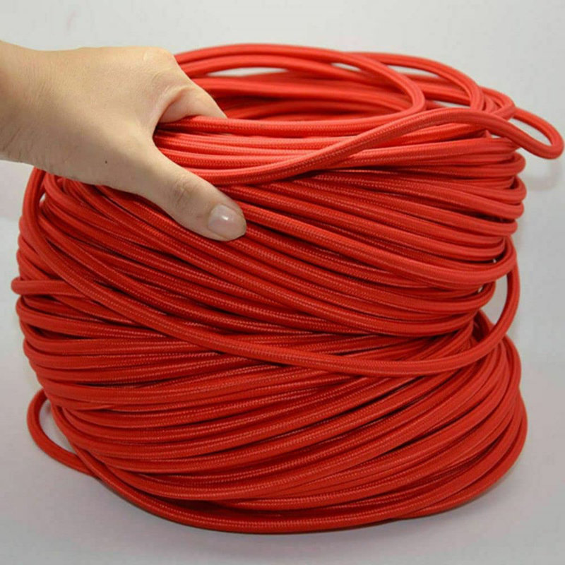 Alasia Cord - Fabric Cable 1m 2 Core Round Electrical Wire for Lamps, Red