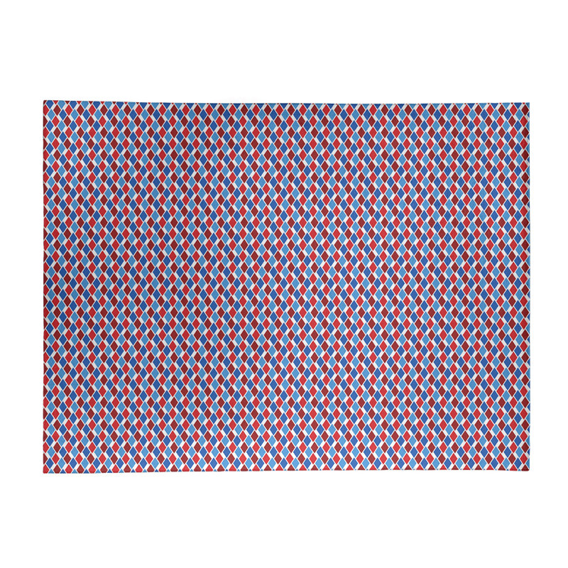 Tapis de zone rouge/bleu fait main géométrique, Rectangle 8 pi x 10 pi