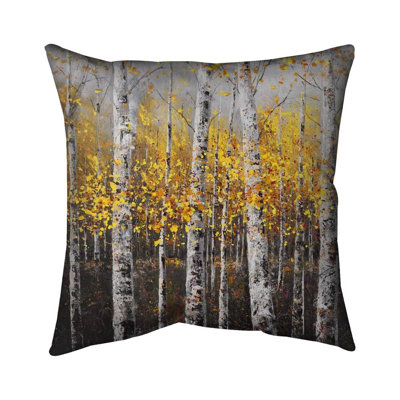 Sunny birch trees - 20"x20" Outdoors Throw pillow - Spun poly - Print on demand