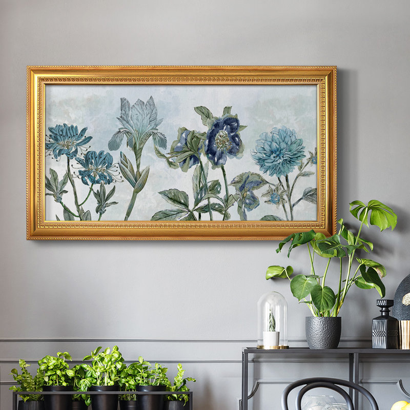 Rétro nuances de bleu - reproduction d'un cadre photo sur toile, H 25 po x l 45 po x P 2,5 po