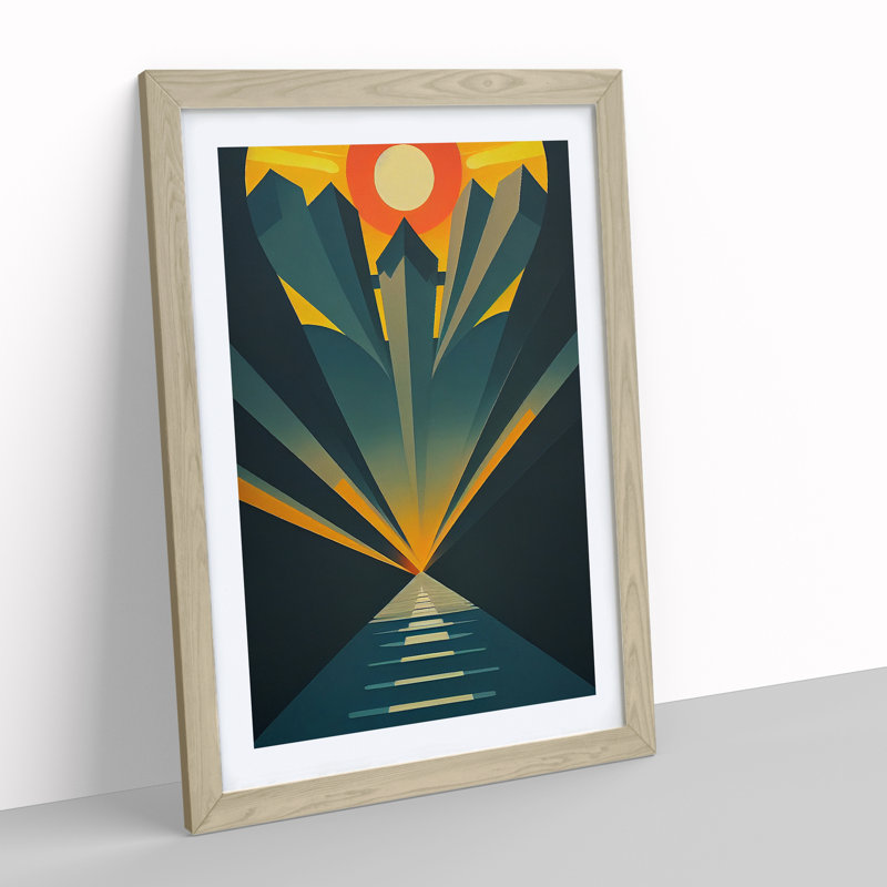 XV1022-761X Sunset No.2 1 Piece Single Picture Frame Wall Art, 34cm H x 25cm W x 2cm D, Oak