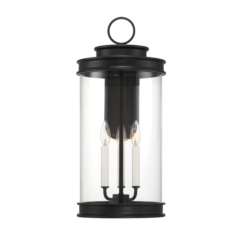 Lanterne murale d'extérieur 3 lumières en noir mat Savoy House Englewood, H 23,5 po x l 10,5 po x P 13 po