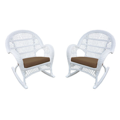 Chaise berçante en osier avec coussins Berchmans
