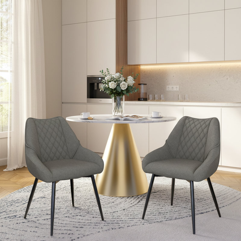  Chaise de salle à manger rembourrée avec accoudoirs Soft (ensemble de 2), Gris