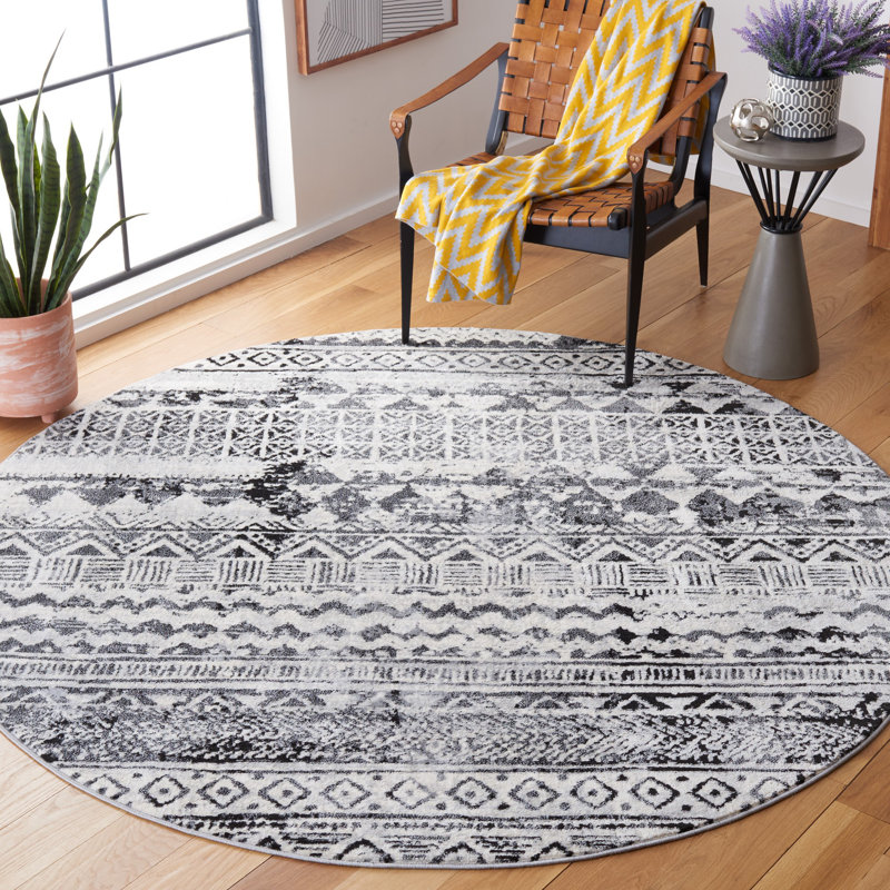 Tapis géométrique Brentwood Performance, Rond 6 pi 7 po