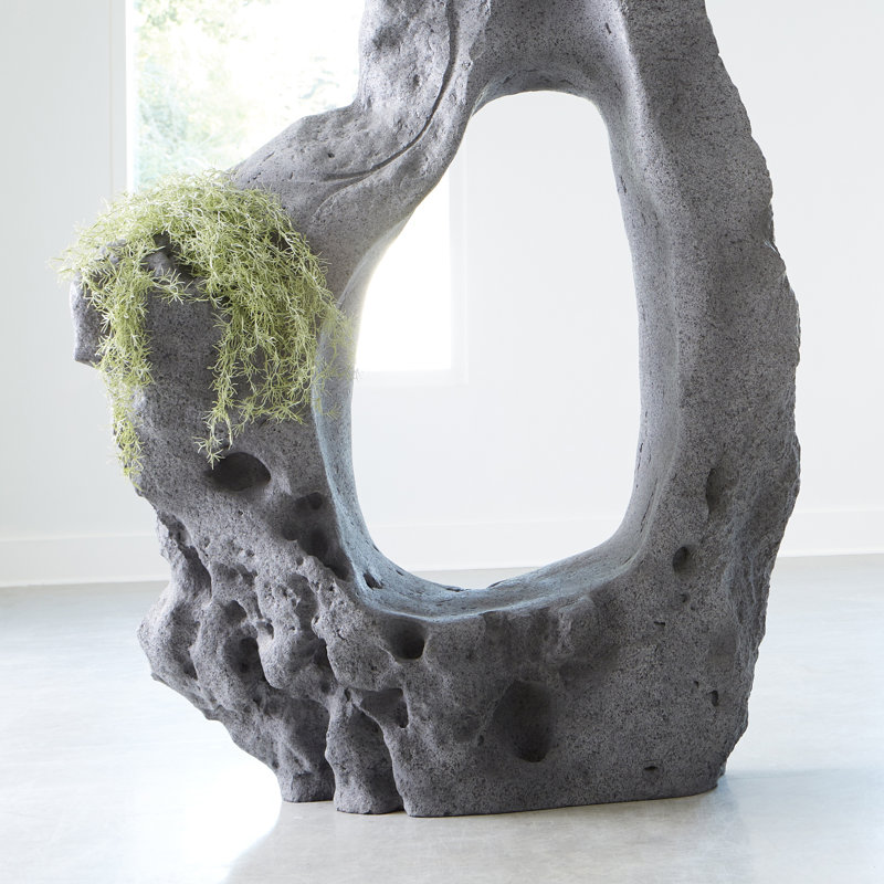 Formations Colossal Cast Stone Sculpture, Single Hole, Charcoal Stone