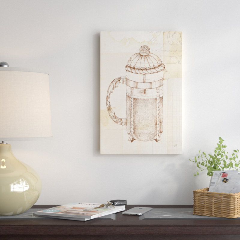 « authentique café ii », reproduction d’impression sur toile, H 18 po x l 12 po x P 1,5 po, Toile tendue, Pas de tapis