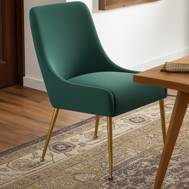 Owen Velvet Upholstered Side ChaiR, Green Velvet