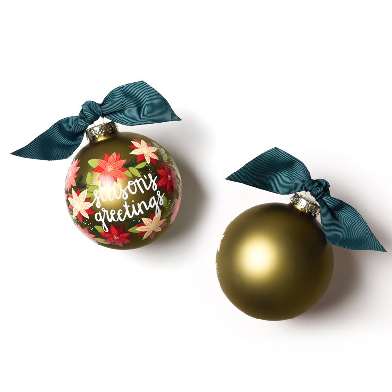 Ornement boule de poinsettia Season's Greetings