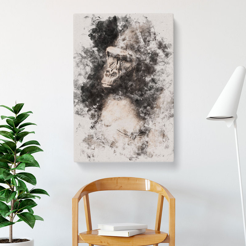 Mighty Silverback Gorilla - Wrapped Canvas, 50cm H x 35cm W x 3cm D