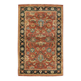 Indo Hand-Knotted High-Quality Orange/Black/Brown Area Rug