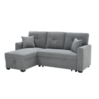 L‑Shaped Convertible Sleeper Sectional Sofa, Pull‑Out Bed with Reversible Storage Chaise for Small Spaces