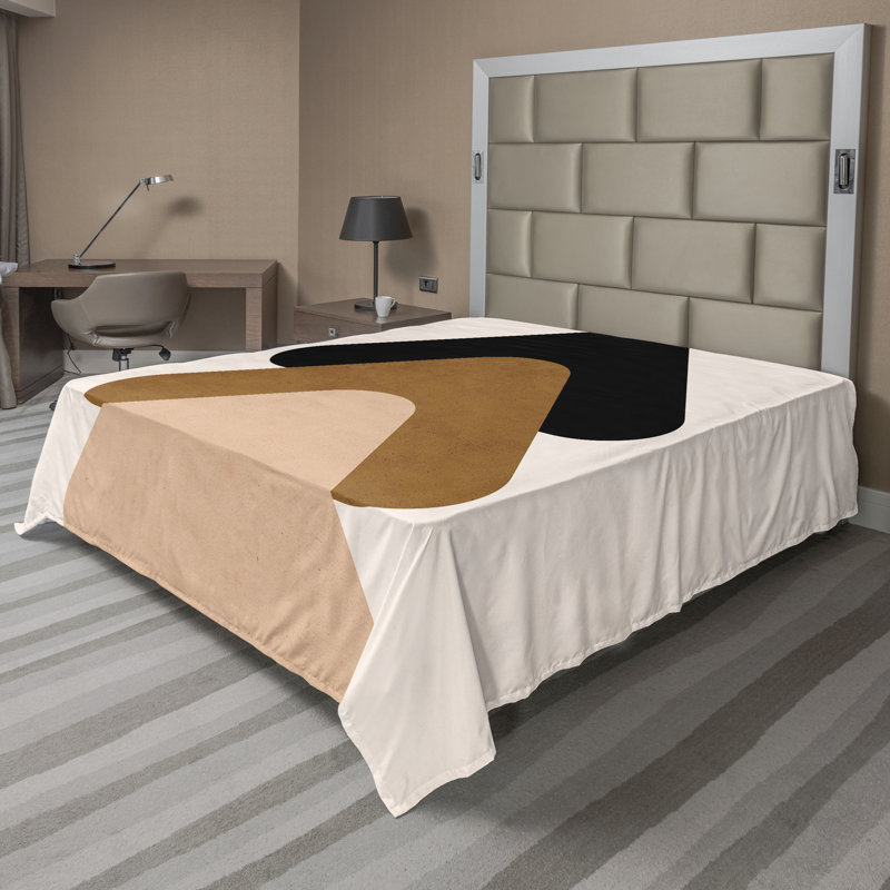 Drap plat moderne de style bohème Ambesonne, Pêche / gris anthracite / motif abstrait blanc