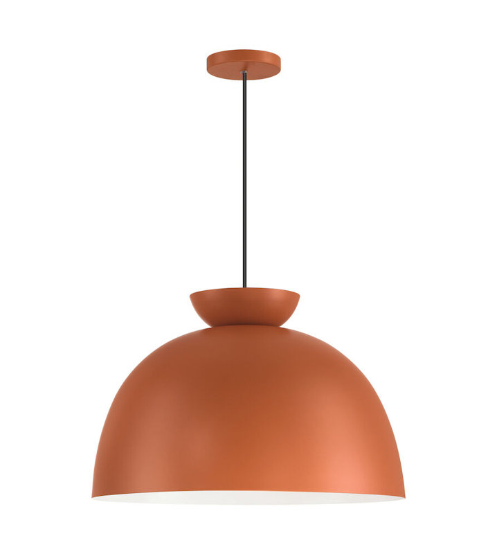 Avey Single Light Metal Pendant, 13.25" H x 20" W x 20" D, Orange/Black
