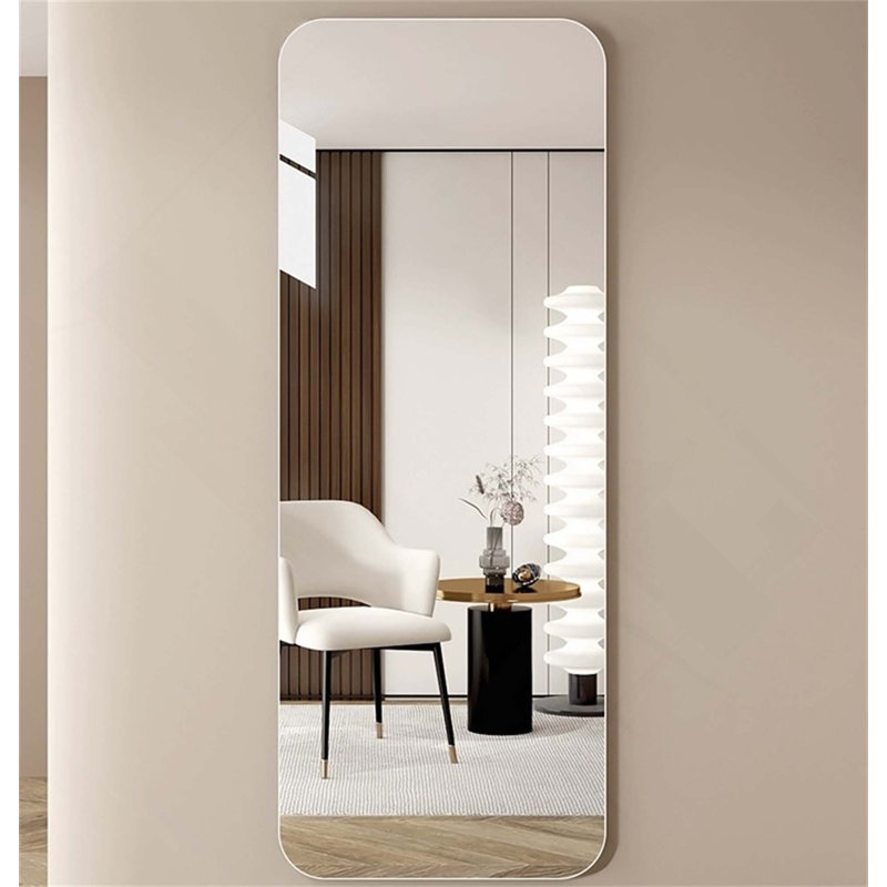 Full Body Round Corner Wall Hanging Explosion-Proof Glass Mirror For Living Room, Bedroom, Cloakroom, 59.05" x 14.96"