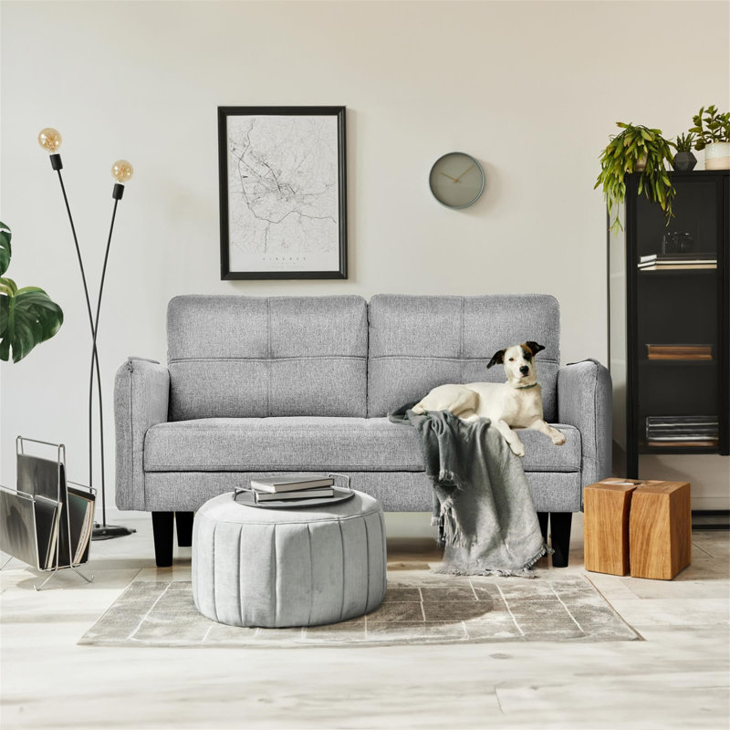 Aayushi 2 Seater Loveseat, Light Grey Fabric