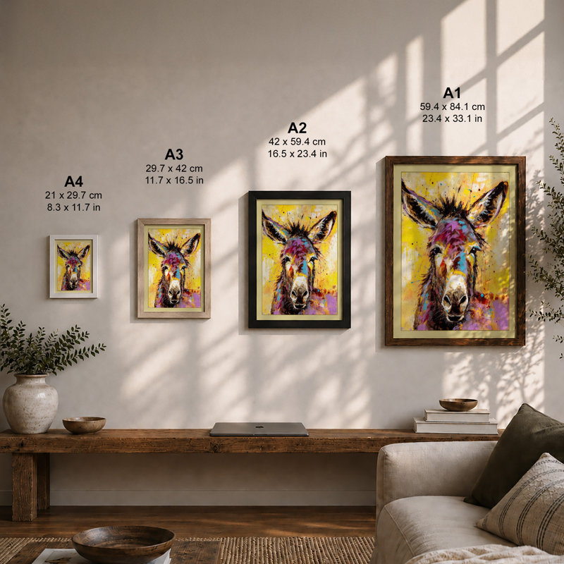 Colourful Llama Modern - Print, A4 - 29.7 x 21.0 cm, Black