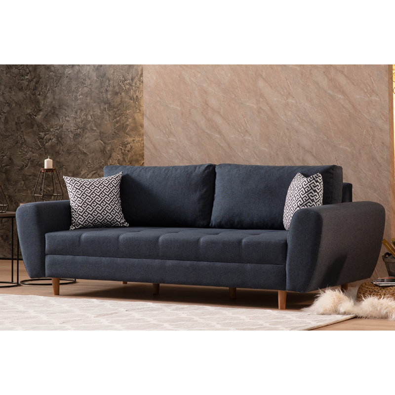 Canapé revêtu de tissu d'ameublement 90,6 "haitham, Mélange de polyester bleu foncé