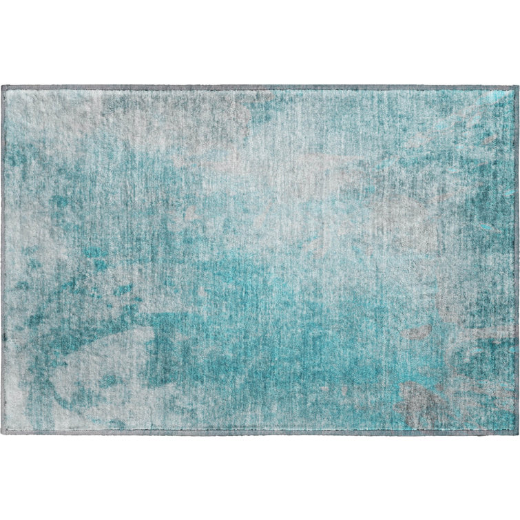 Premium Machine Washable Cerrito AMF562 Teal Rug