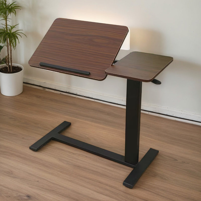 Table de chevet, bureau de chevet pliant Support mobile pour ordinateur portable Table de lit inclinable avec roulettes, Noir