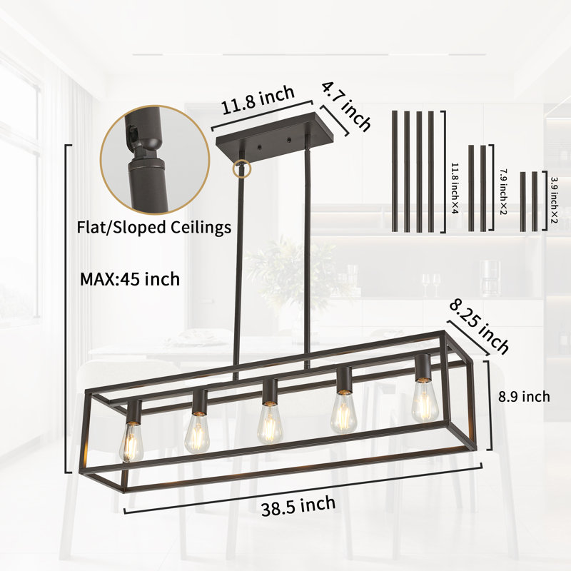 Ahslee 5 - Light Square/Rectangle Pendant, Oil Rubbed Bronze