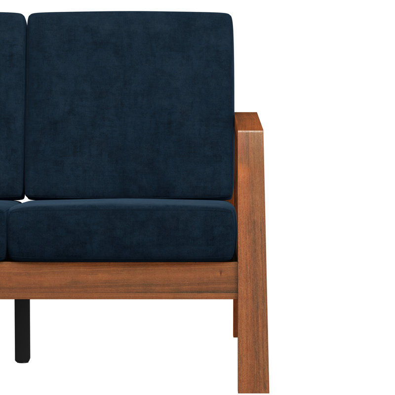 Structure d'inspiration Mid-Century avec velours bleu marine et structure en bois massif bleu