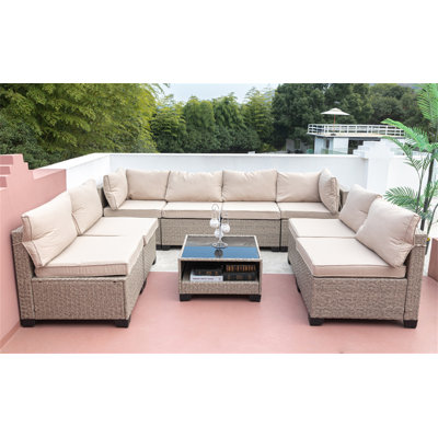 Ensemble de mobilier de patio 9 pièces