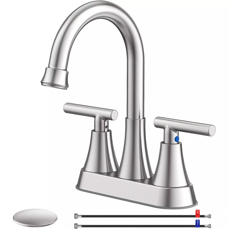 2-handle Bathroom Faucet with Drain Assembly