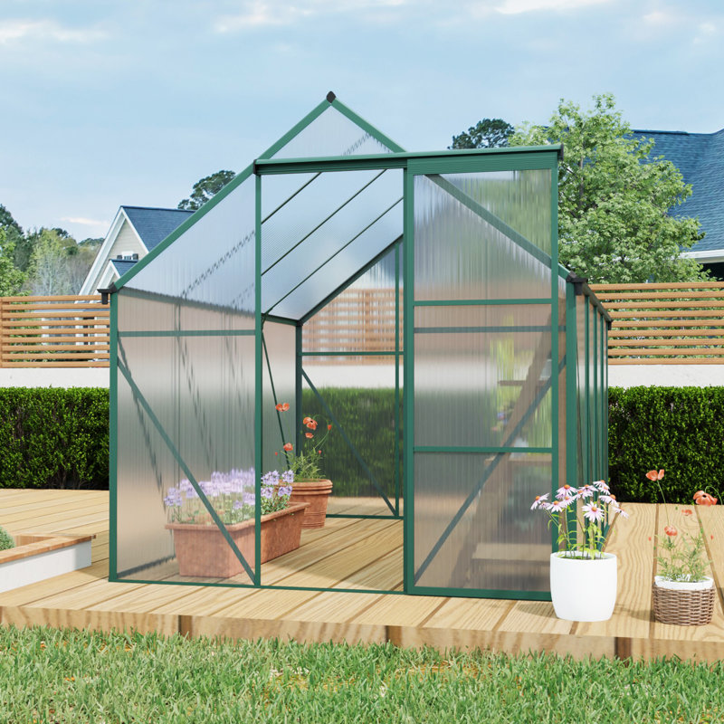 6x8 Polycarbonate Greenhouse for Outdoor Backyard Green