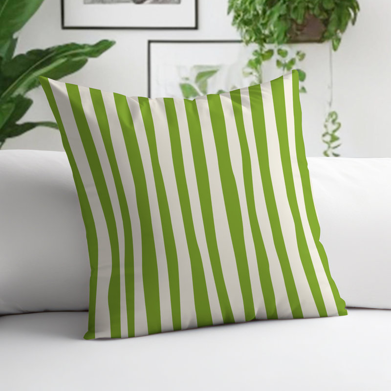 Coussin décoratif réversible Malone, H 17 po x l 17 po, Chartreuse / blanc cassé