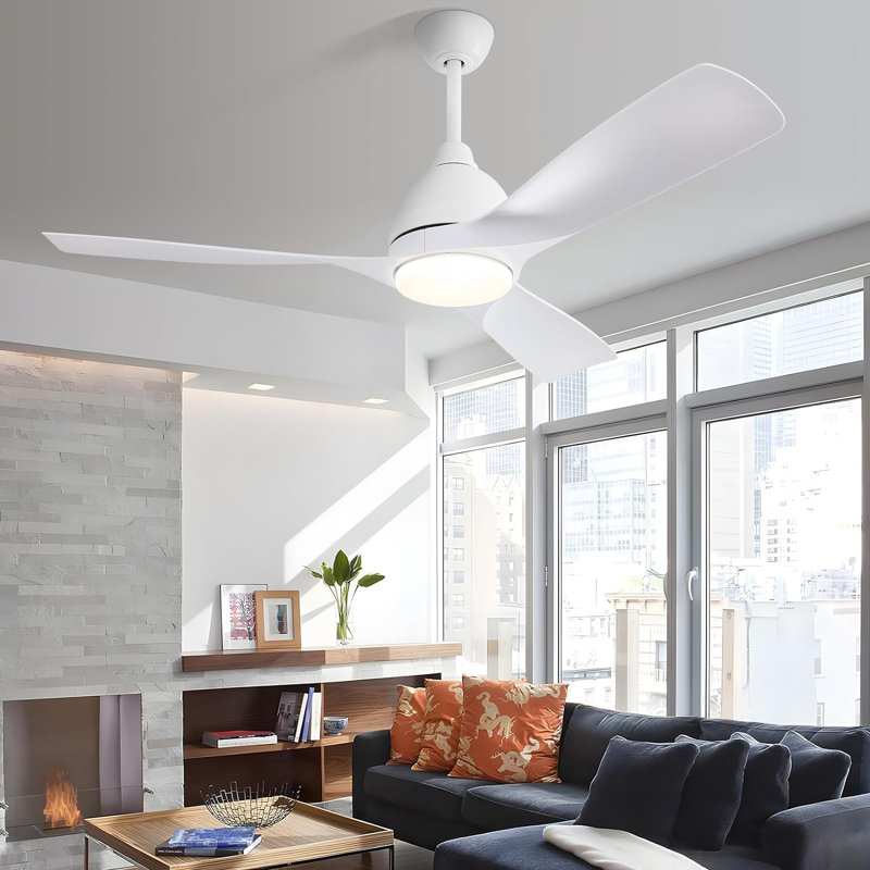 Whisper 54" 3-ABS Blade Modern Smart Ceiling Fan with LED Lights and Remote, White
