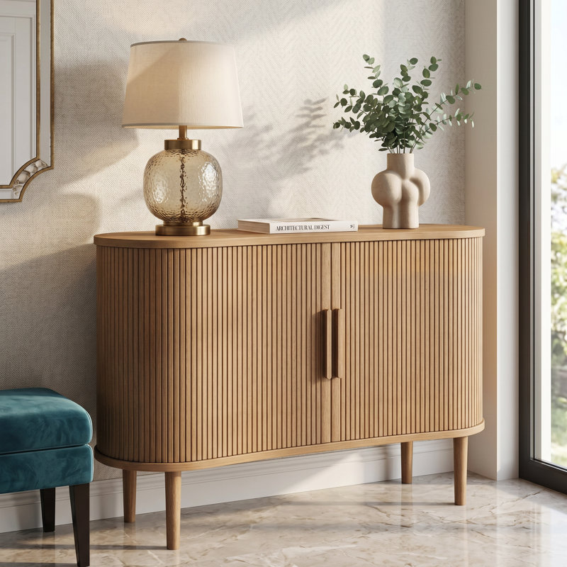 Buffet 55 "avec portes et tablettes, armoire de rangement crédence pour le salon, noyer, Noyer