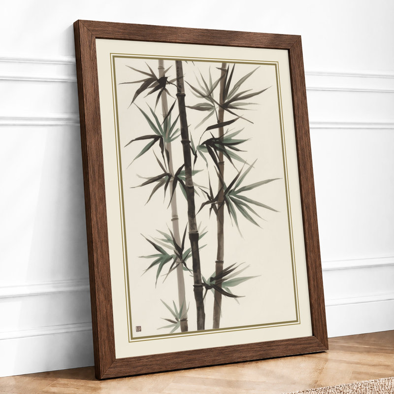Bamboo Study Japandi - Framed Print, A3 - 42.0 x 29.7 cm, Walnut