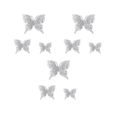 Décorations de Noël, décorations de Noël, décorations de mariage, papillons en poudre dorée, ensemble de 9 papillons en poudre dorée, accessoires de photographie
