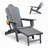 Folding Outdoor Adirondack Chair With Ottoman,HDPE All-Weather Folding Fire Pit Chair,  Ergonomic Design Patio Lawn Chair For Outside Deck Garden Backyardf Balcony,Grey-1959664895