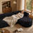 Compression Modern Sectionals, 109 Inch Black Chenille Chaise for Home