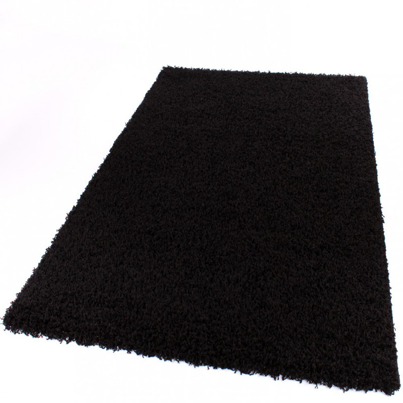 Flack Shag Black Rug, Rectangular 70 x 140cm