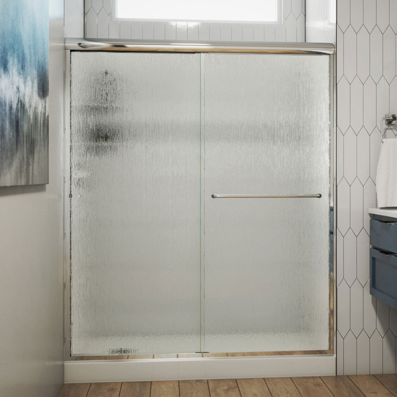 Alliance Pro 56" W x 76" H Bypass Semi-Frameless Shower Door with ClearMax Technology, Chrome