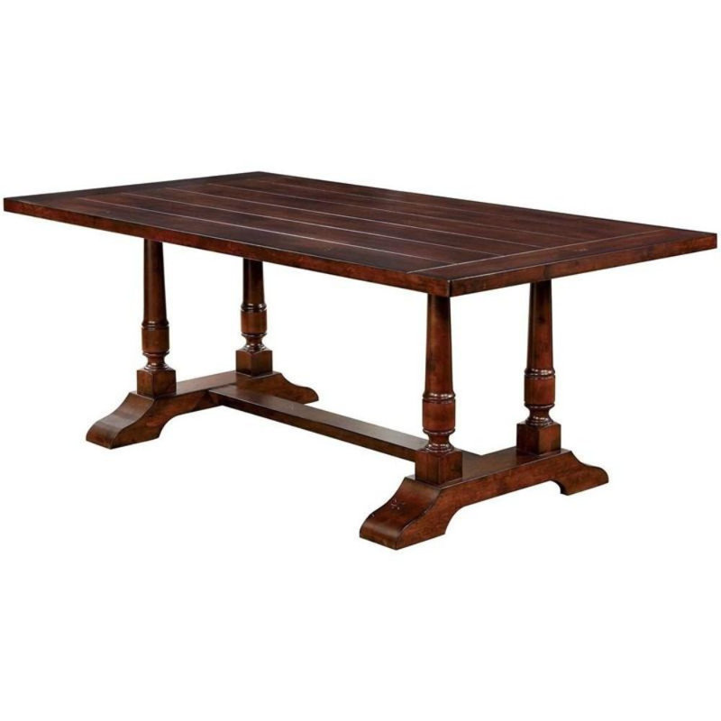 Carol Brown Cherry Wood Trestle Base Dining Table