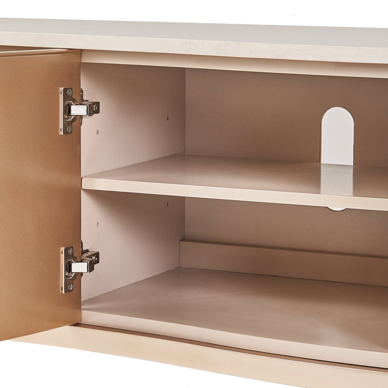 Blush and White Maple Veneer TV Console with Cabinet
